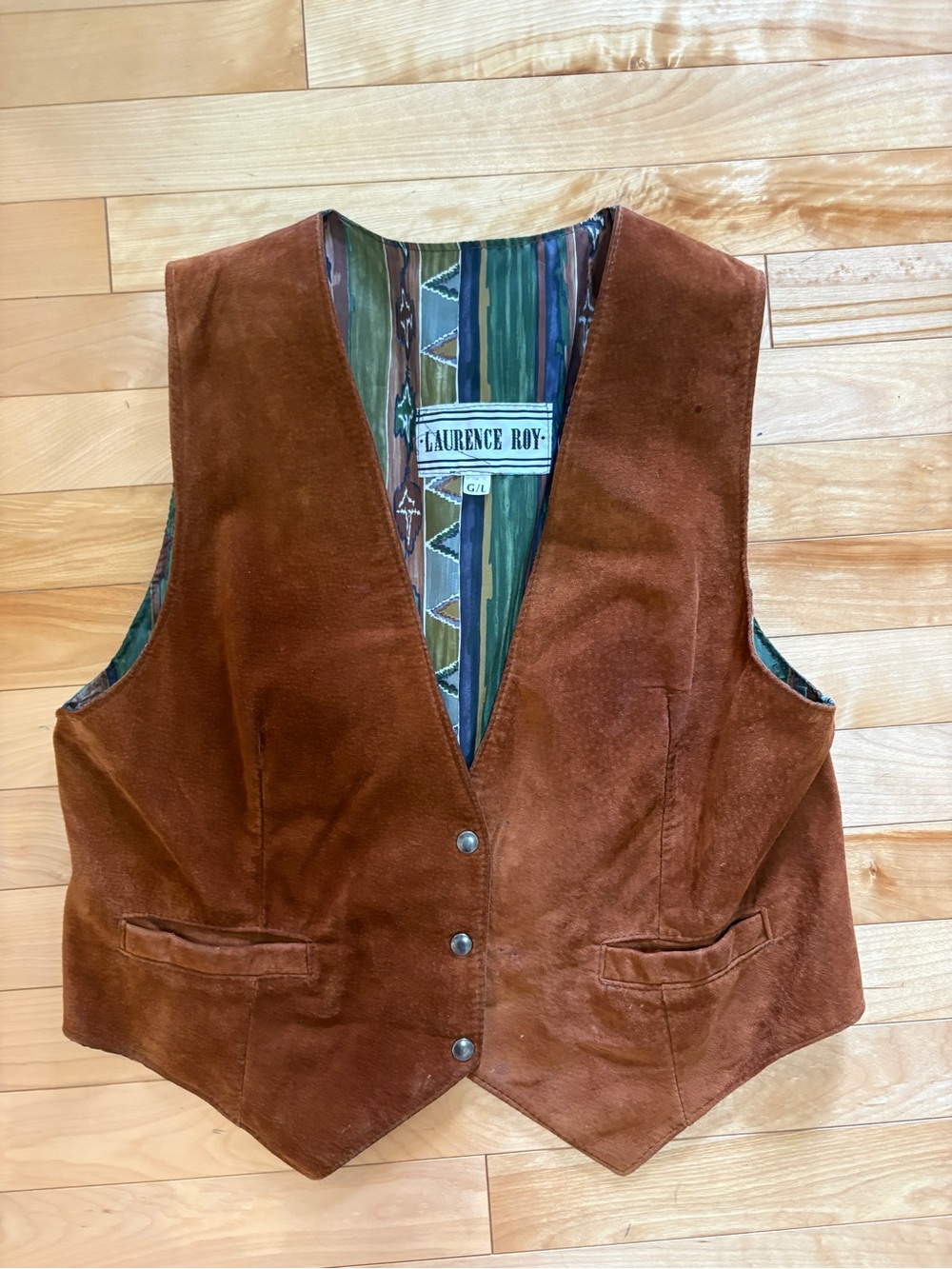 VINTAGE Genuine Leather Vest Canadian Made Laurence Roy size Large